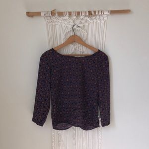 Patterned long sleeve top